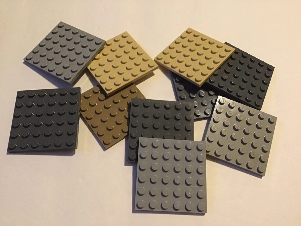 Lot Of 10 6 X 6 Lego Building Base Plates Square Grey & Tan - Image 1 of 1