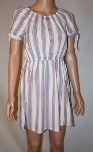 Girls Lily Bleu Sundress Size 12 Striped Red-White-Blue Tie Knot Sleeve - Picture 1 of 7