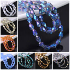 Teardrop 50pcs 6x4mm Faceted Crystal Glass DIY Loose Spacer Beads Findings