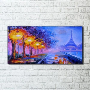 Canvas Wandbild Leinwand Bilder 100x50 Gemälde des Eiffelturms Frankreich - Bild 1 von 10