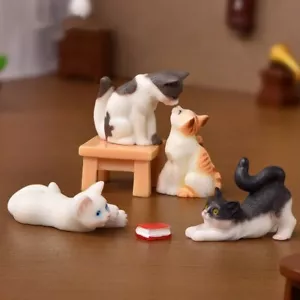 Statuine di gatto animale dei cartoni animati in miniatura, decorazione da sc... - Foto 1 di 5