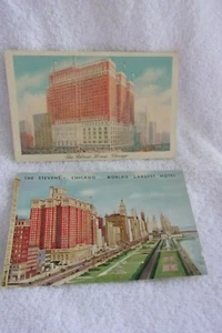 2 Chicago Hotels The Palmer House & The Stevens Poscards Unposted Free Shipping - Picture 1 of 5