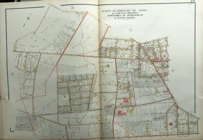1929 DELAWARE COUNTY PA UPPER DARBY SPRINGFIELD ALDAN CLIFTON HEIGHTS ATLAS MAP - Image 1 of 3