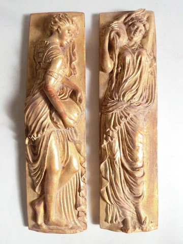Greek Roman Nymph Maiden Wall Plaques Gold Gilt Pre Raphaelite Style Cover