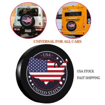 Spare Tire Cover 16‘’ American Map Wheel Protector Universal For Jeep Wrangler Foto 1 de 4