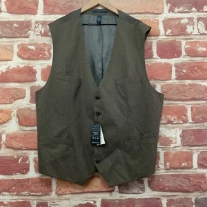 Perry Ellis Travel Luxe Blazer Vest Mens 3X Brown Sleeveless Button Up Jacket - Picture 1 of 10
