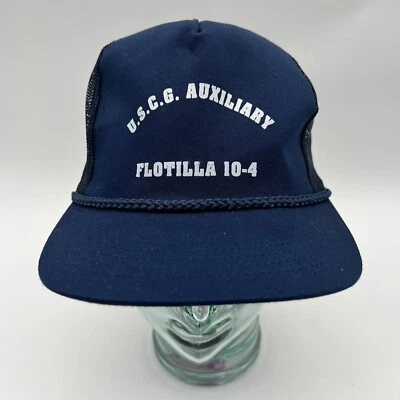 Sombrero auxiliar vintage de la Guardia Costera de los Estados Unidos con cierre a presión USCG azul marino flotilla EE. UU. Foto 1 de 4