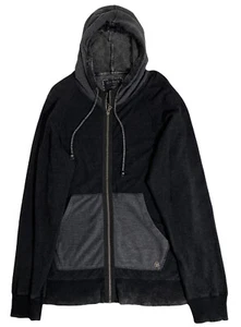 Guess Hoodie Black Gray Zip Up Sweatshirt Pockets Hooded Mens Large - Picture 1 of 11