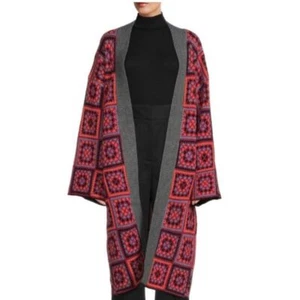 Saachi Anthropologie Granny Square Patch It Up Pullover Kimono Cardigan Staubtuch - Bild 1 von 8