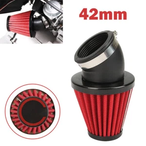 Filtro limpiador de admisión de aire rojo 42 mm para motocicleta 45 grados curva para scooter ATV - Imagen 1 de 12