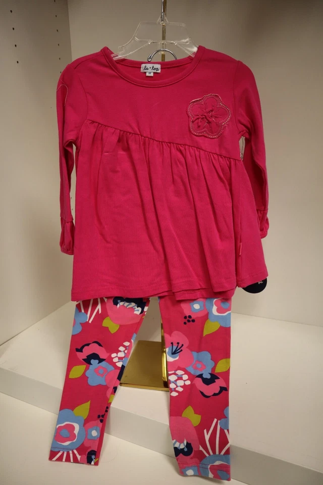 Conjunto de Camisa y Leggings Florales Le Top Think Rosa Manga Larga Talla 4 *Lindo* Foto 1 de 1