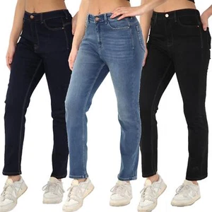 Womens Magic Shaping Jeans Straight Leg Stretch High Waisted Ladies Denim Pants - Picture 1 of 19