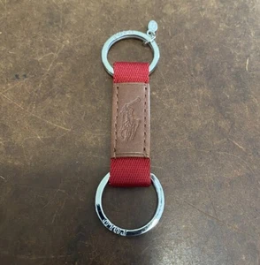 Polo Ralph Lauren Pony Key Chain Ring Burgundy Leather dual ring - Picture 1 of 4