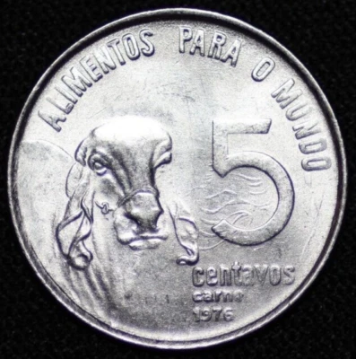 Brazil ~ 1976 ~ 5 Centavos ~ Quality World (1 COIN ONLY) ☘️ V-#402 ☘️ - Image 1 of 4