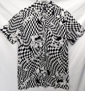 Disney Her Universe Stitch Warped Checkered Woven Button Up Medium - Picture 1 of 6