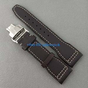 22mm brown Genuine leather strap Stainless steel buckle Bands fit Parnis Watch - Picture 1 of 6