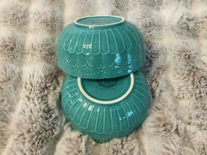 Set of 2 Pioneer Woman 6" Teal Cereal Bowls Lace Pattern - Soup - Picture 1 of 5
