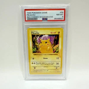 1999 Pokemon Card Shadowless Base Set PIKACHU Red Cheeks #58 PSA 8 Graded - Picture 1 of 4