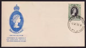 Fiji, 1953 Coronation Illustrated FDC. Scarcer Cachet. 'NADI AIRPORT' CDS - Picture 1 of 2