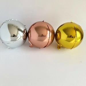 Gold, Silver & Rose Gold Orb Balloons Orbs Round Balloons 10" - Picture 1 of 9