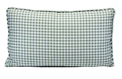 Gingham Sage Green Check Plaid 12x20 Throw Pillow Cover Lumbar w/Cording - Image 1 of 4