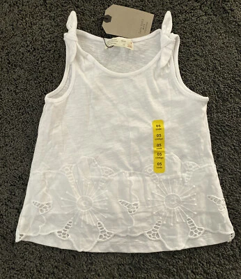 NWT ZARA Girls Soft Collection White Eyelet Tank Top Shirt size 5 - Image 1 of 4