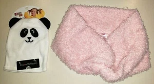 girls JUSTICE thick plush NECK WRAP INFINITY SCARF PANDA BATH MITT NEW one size  - Picture 1 of 1