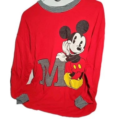 Sudadera grande roja vintage de Mickey & Co camisa para dormir de noche ropa de salón Disney Foto 1 de 4