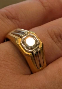 Heavy Duty Men's Large Diamond Ring 14k Gold Size 12.5  - Picture 1 of 16
