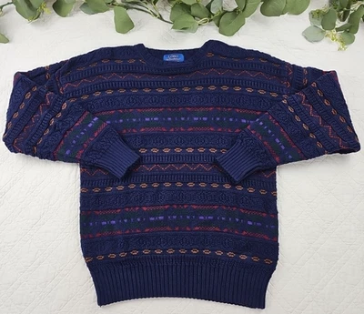 Suéter Tejido 3D Azteca Lobo by Pendleton 100% Algodón Azul y Naranja Talla M Foto 1 de 4