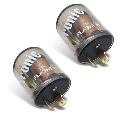 2 Pack 12V 2-pin Electronic Relay, Turn Signal Flasher Plug, Three Prong Round  - Image 1 of 4