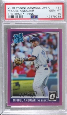 2018 Donruss Optic Rated Variation Pink Prizm Miguel Andujar PSA 10 Rookie RC - Image 1 of 2
