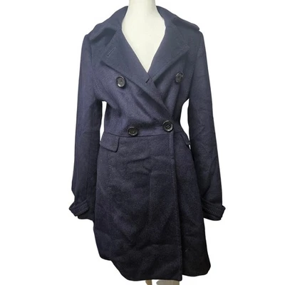 H&M Double Breasted Wool Blend Peacoat Navy Blue Size 6 - Image 1 of 4