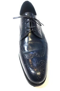 A. Testoni Shoes Navy Blue Wing tip Rubber Soft Sole 11 only - Picture 1 of 5