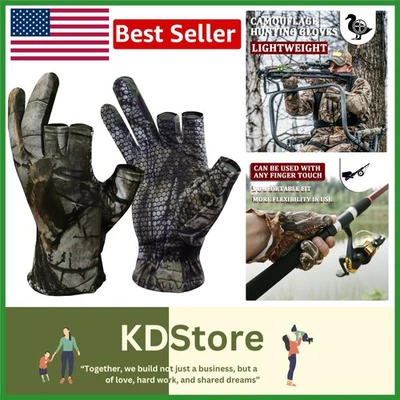 Guantes de caza camuflados sin dedos ligeros antideslizantes equipo táctico para hombres mujeres Foto 1 de 4
