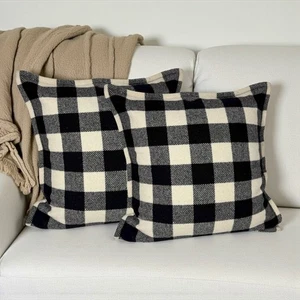 Vintage Lauren Ralph Lauren Winter Cottage Buffalo Plaid Wool Sham 2er Set 18x18 - Bild 1 von 17
