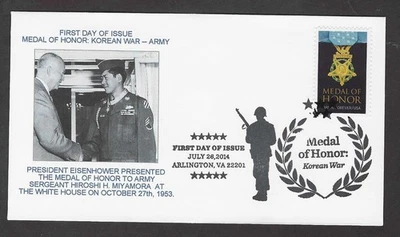 #4823 Medal of Honor Army Korean War-Pr Eisenhower & Hiroshi Miyamora Cachet FDC - Image 1 of 2