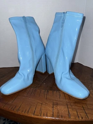 Steve Madden Lynden Light Blue Glossy Boot Women's Size 7M- 3 3/4" Heels - Image 1 of 4