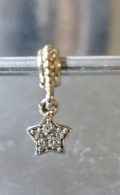 Retired Pandora 14k Yellow Gold and Diamond Brilliant Star Charm #750808D - Image 1 of 2