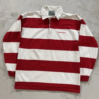 Columbia Knit RUGBY Gear Shirt Men's L Striped Treasure Island Embroidered USA - Image 1 of 4