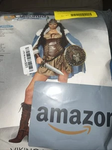 Viking Vixen Warrior Girl Princess Brown Fancy Dress Sz m California Costumes - Picture 1 of 6