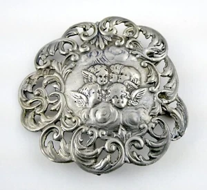 Antik skandinavisch 830 Silber viktorianisch Reynolds Engel HALBE Gürtelschnalle Set - Bild 1 von 14