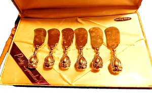 6 TOW STERLING SILVER APPETIZER SPREADERS KNIVES 75 GRAMS-WITH ORIGINAL BOX AS - Picture 1 of 4