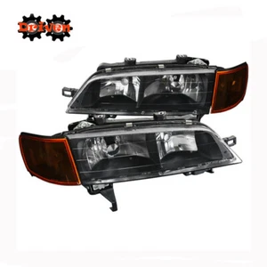 For 94-97 Honda Accord CD Black Headlights + w/Amber Corner - Picture 1 of 3