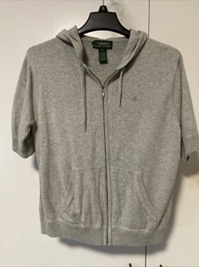 Vintage Lauren Ralph Lauren hooded short sleeve sweatshirt Gray Size Youth L? - Picture 1 of 8