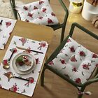 Catherine Lansfield Dining Robins Wipe Clean Seat Pad Pair White