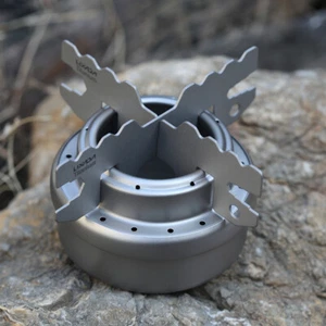 Lixada Mini Titanium Alcohol Stove & Rack Set For Outdoor Camping Hiking Picnic - Bild 1 von 10