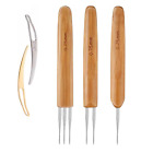 3 Pcs 0.75mm Bamboo Handle Crochets Durable Replacement Tool For Hair Making