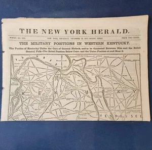 New York Herald Newspaper 12-19-1861 Civil War Western Kentucky Battlefield News - Picture 1 of 6