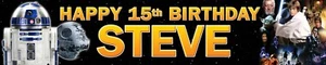 2 x STAR WARS PERSONALISED BIRTHDAY BANNERS R2D2 - Picture 1 of 1